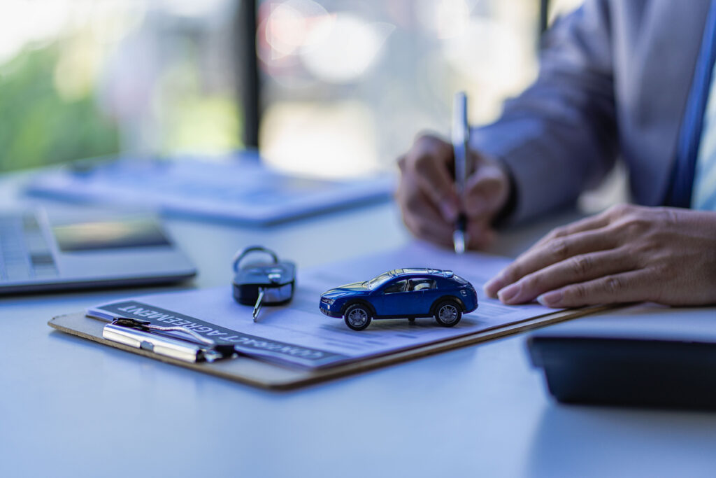 Irvine Car accident attorney reviewing documents